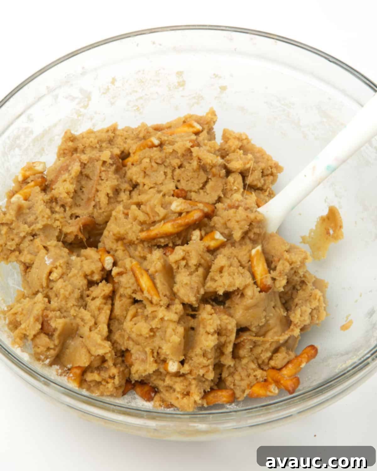 bowl of caramel apple kitchen sink cookie dough with mix-ins