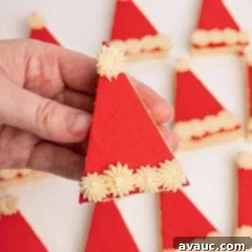 Festive Santa Hat Cookie Bars 13 upclose of frosted santa sugar cookie bar