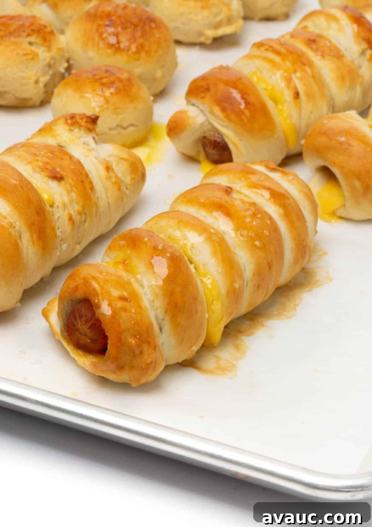 Pretzel Hot Dogs in a Flash 2 Soft pretzel hot dog pig in a blanket, golden brown and perfectly baked.
