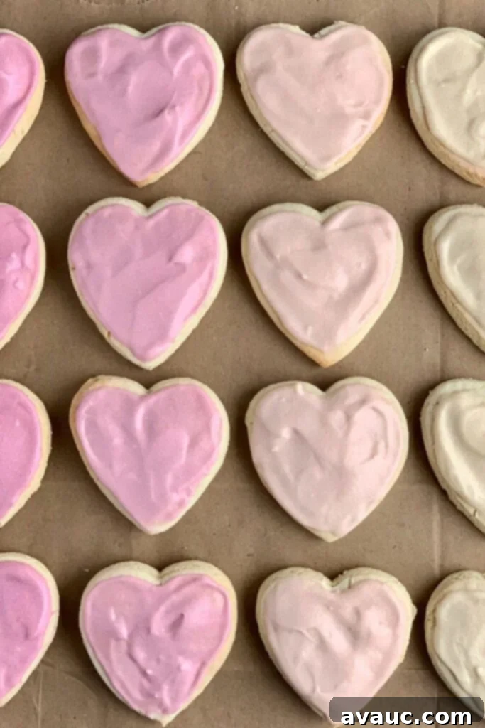 Deliciously Soft Gluten and Dairy Free Sugar Cookies 4 A few rows of frosted Dairy and Gluten Free Sugar Cookies.