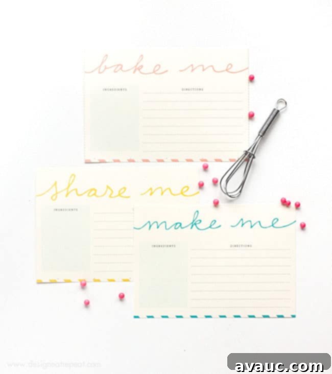 Free Printable Recipe Cards with Design Eat Repeat Branding