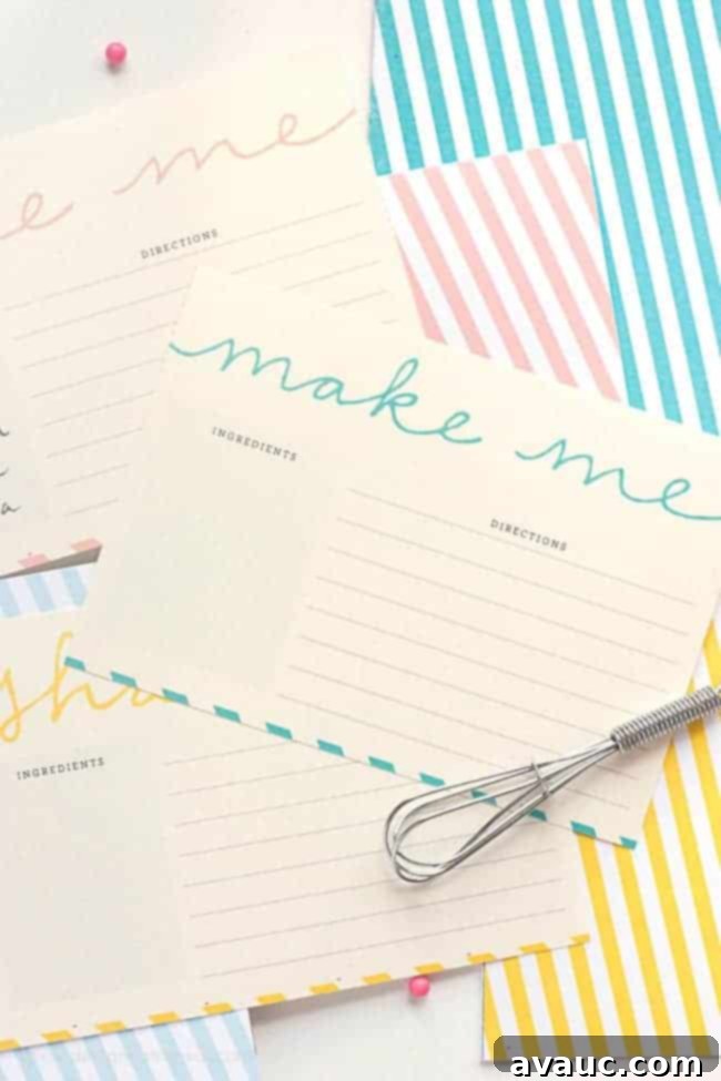 Free Printable Recipe Cards stacked neatly with twine