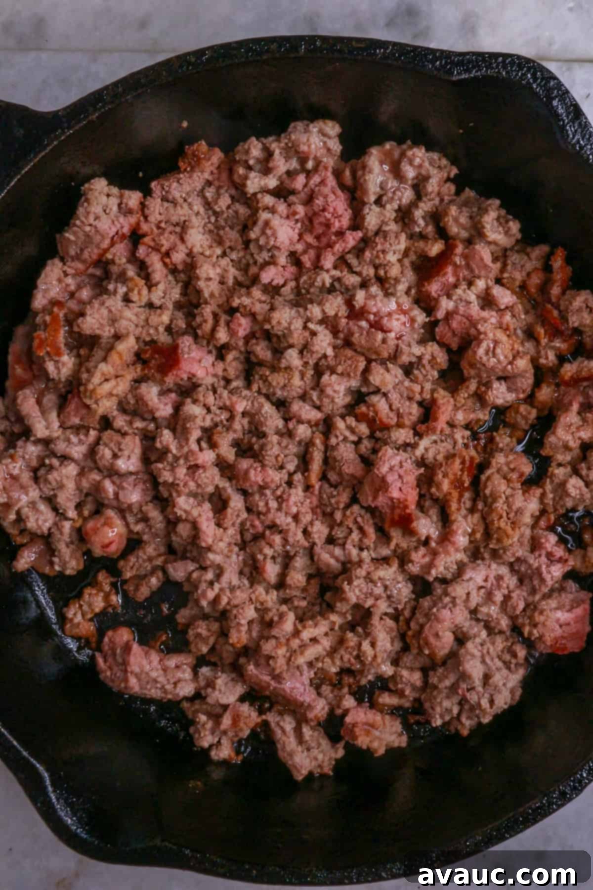 Loaded Cheesy Ground Beef Tortas 4 Brown the ground beef in a pan, breaking it up with a wooden spoon