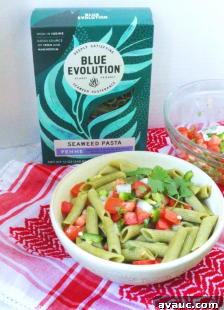 Pico de Gallo Seaweed Pasta served in a bowl, a vibrant and healthy meal