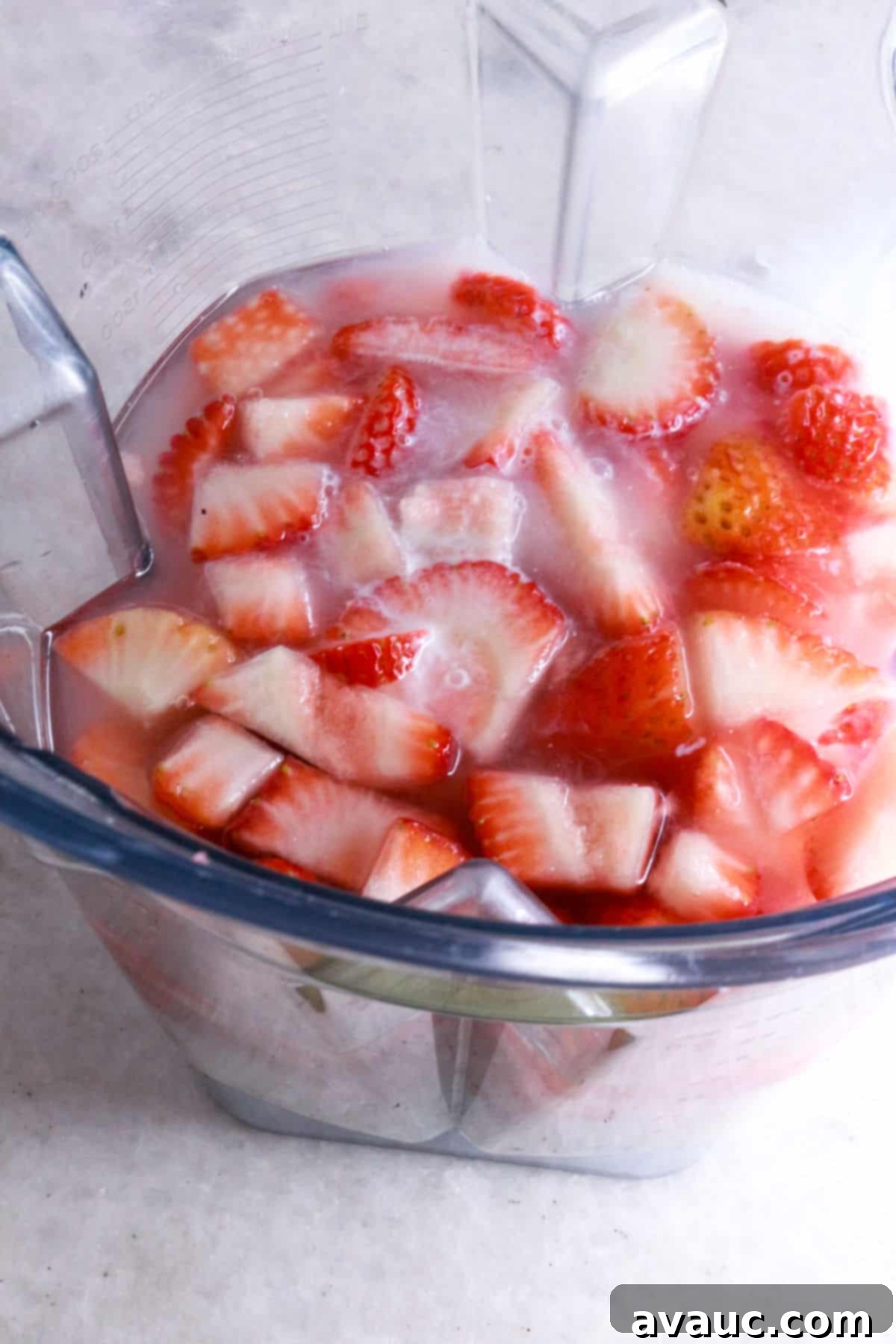 Blissful Strawberry Fresca 6 Blender with water, strawberries and creamer