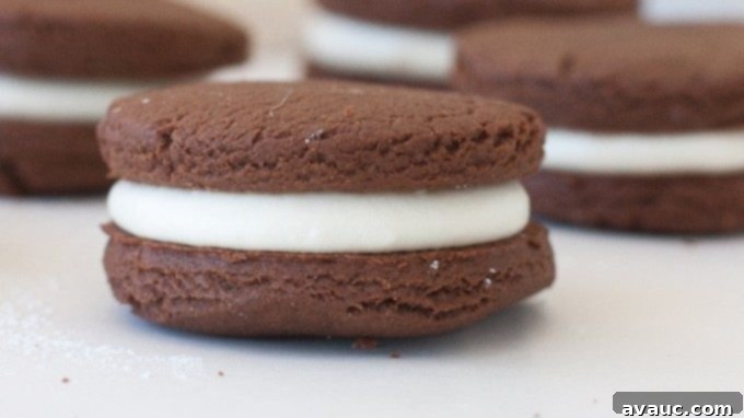 Platter of homemade Chocolate Sandwich Cookies with White Chocolate Creme