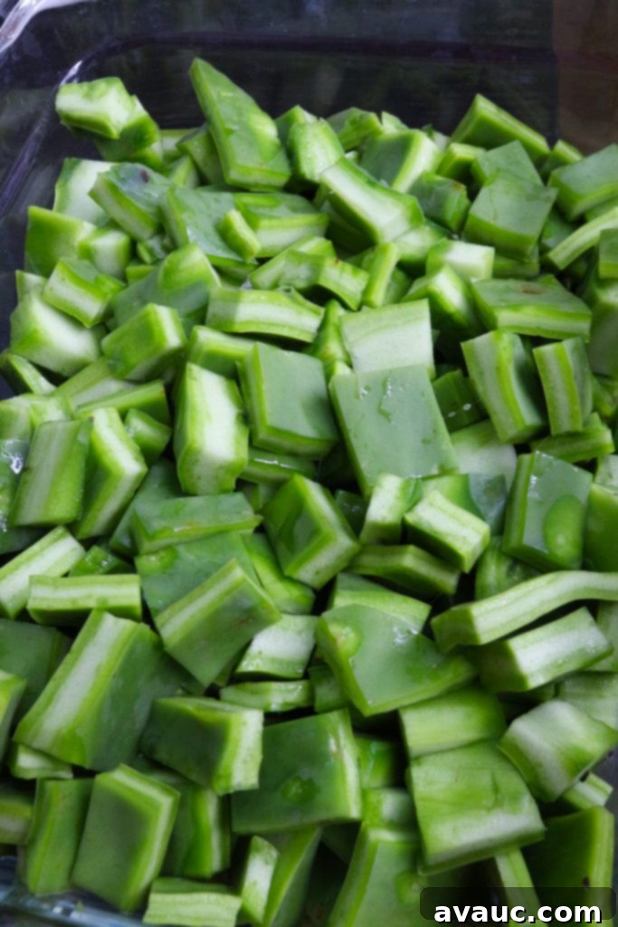 Vibrant Nopalitos and Roasted Red Pepper Salad 4 Nopales diced and ready to cook #nopales