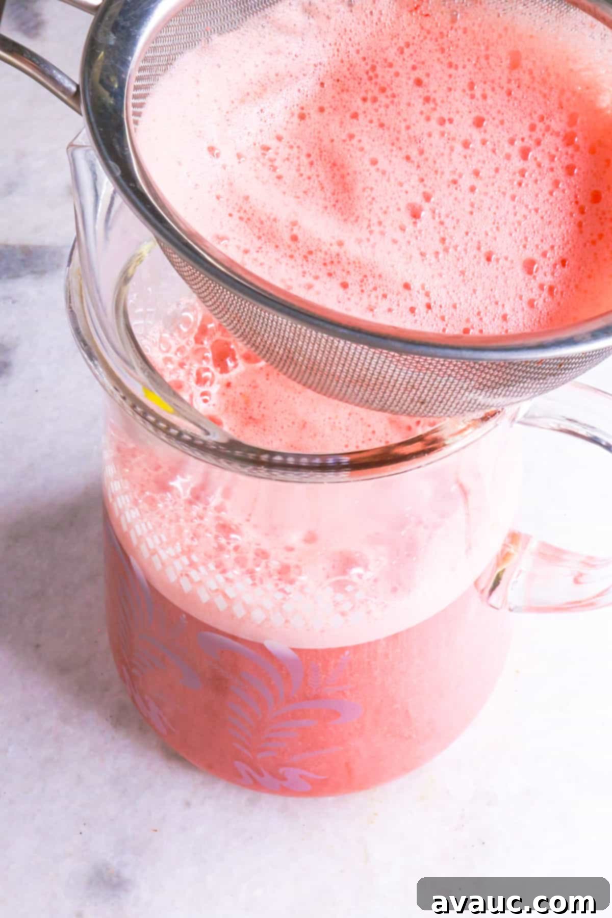 Straining watermelon juice