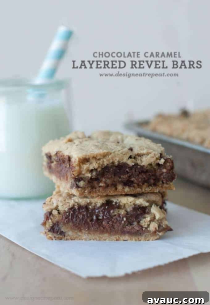 Chocolate Caramel Layered Revel Bars ||| by Design Eat Repeat