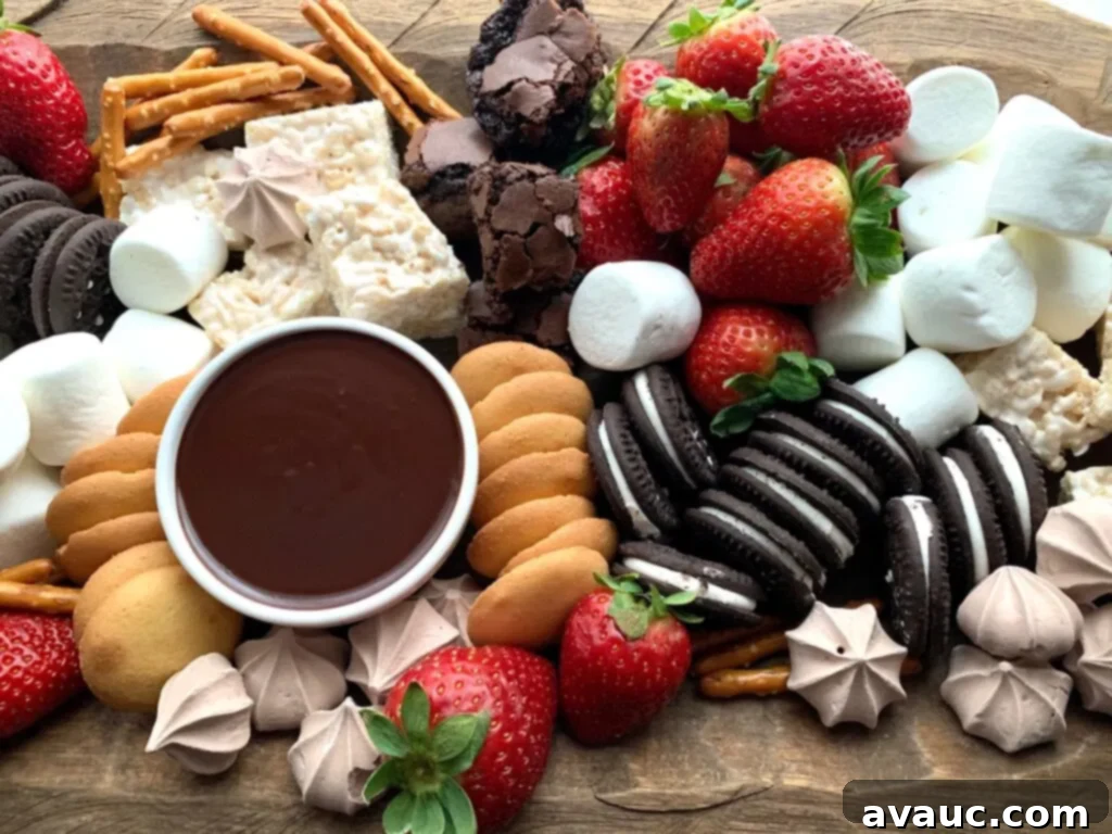 A grand serving platter meticulously arranged with a delightful assortment of gluten-free and dairy-free sweets, including Oreo-like cookies, vanilla wafers, fresh strawberries, fluffy marshmallows, bite-sized brownies, and delicate meringue kisses.