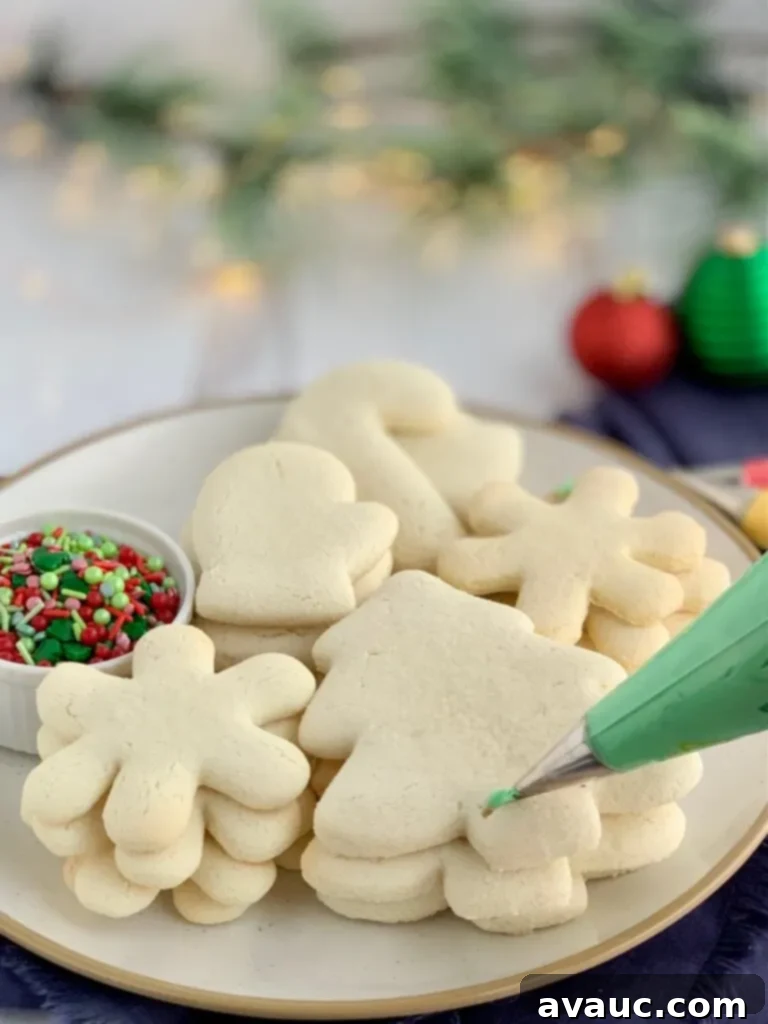 Perfectly baked, soft sugar cookies adorned with festive sprinkles, ready for holiday celebrations.