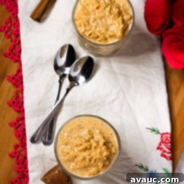 Mexican Rice Pudding 8 Birds eye view of two glasses with arroz con leche and two spoons
