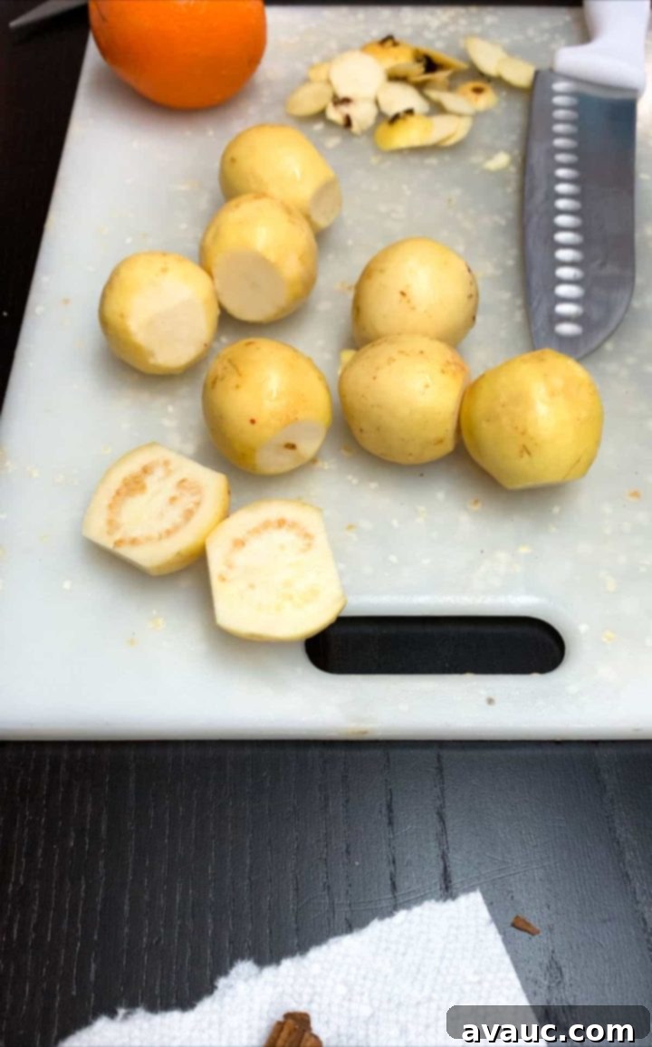Cutting guavas