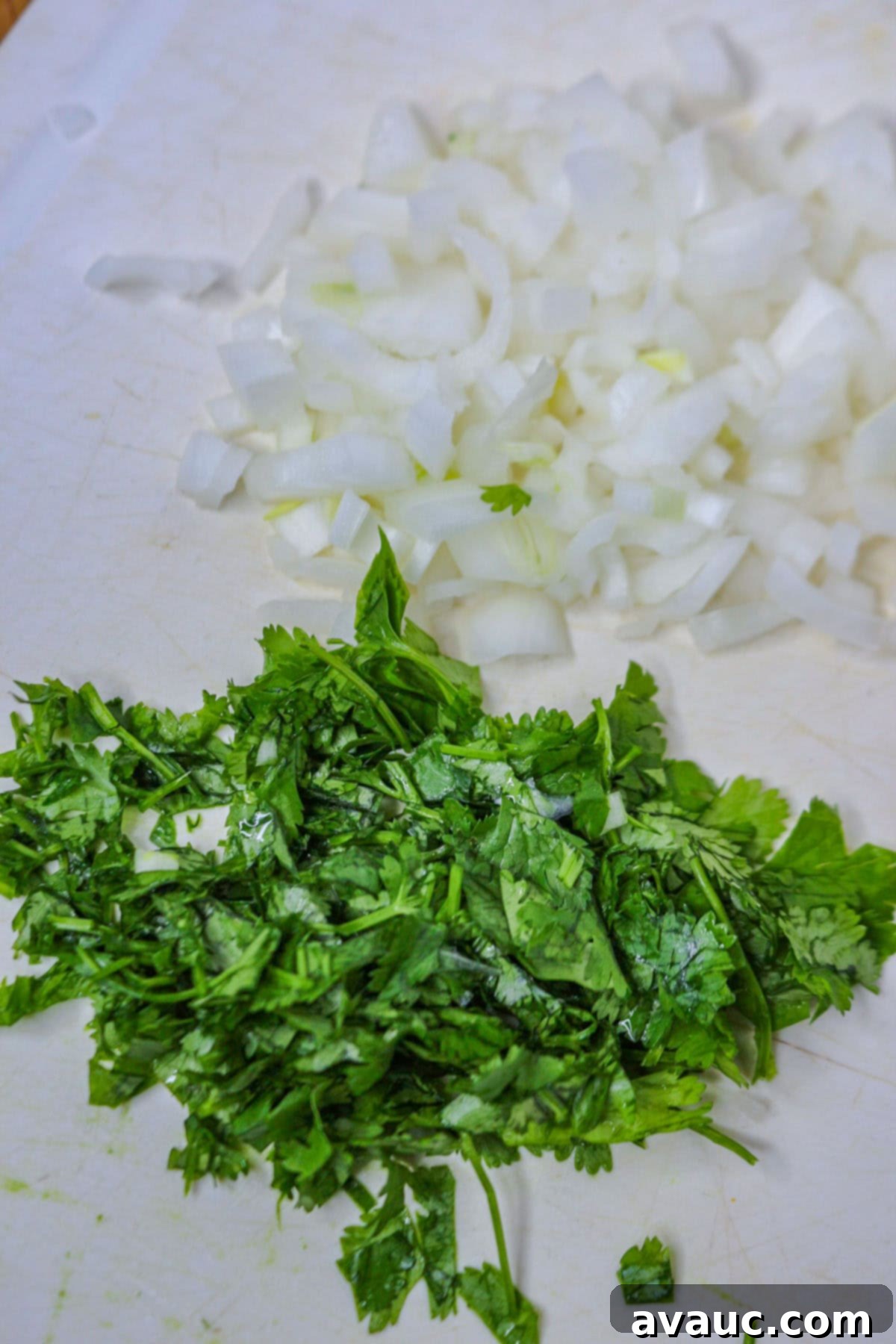 Diced onion and cilantro