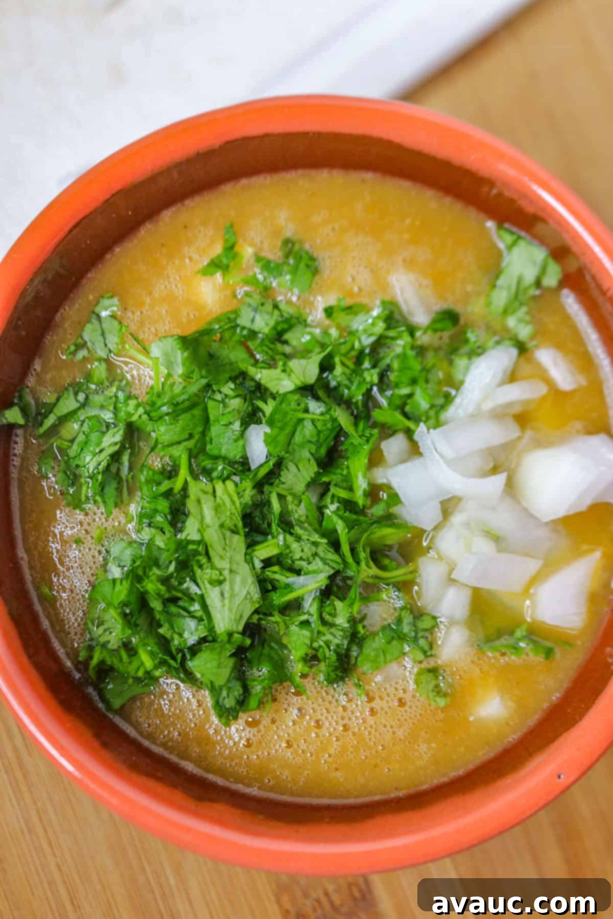 Serrano salsa with onion and cilantro on top