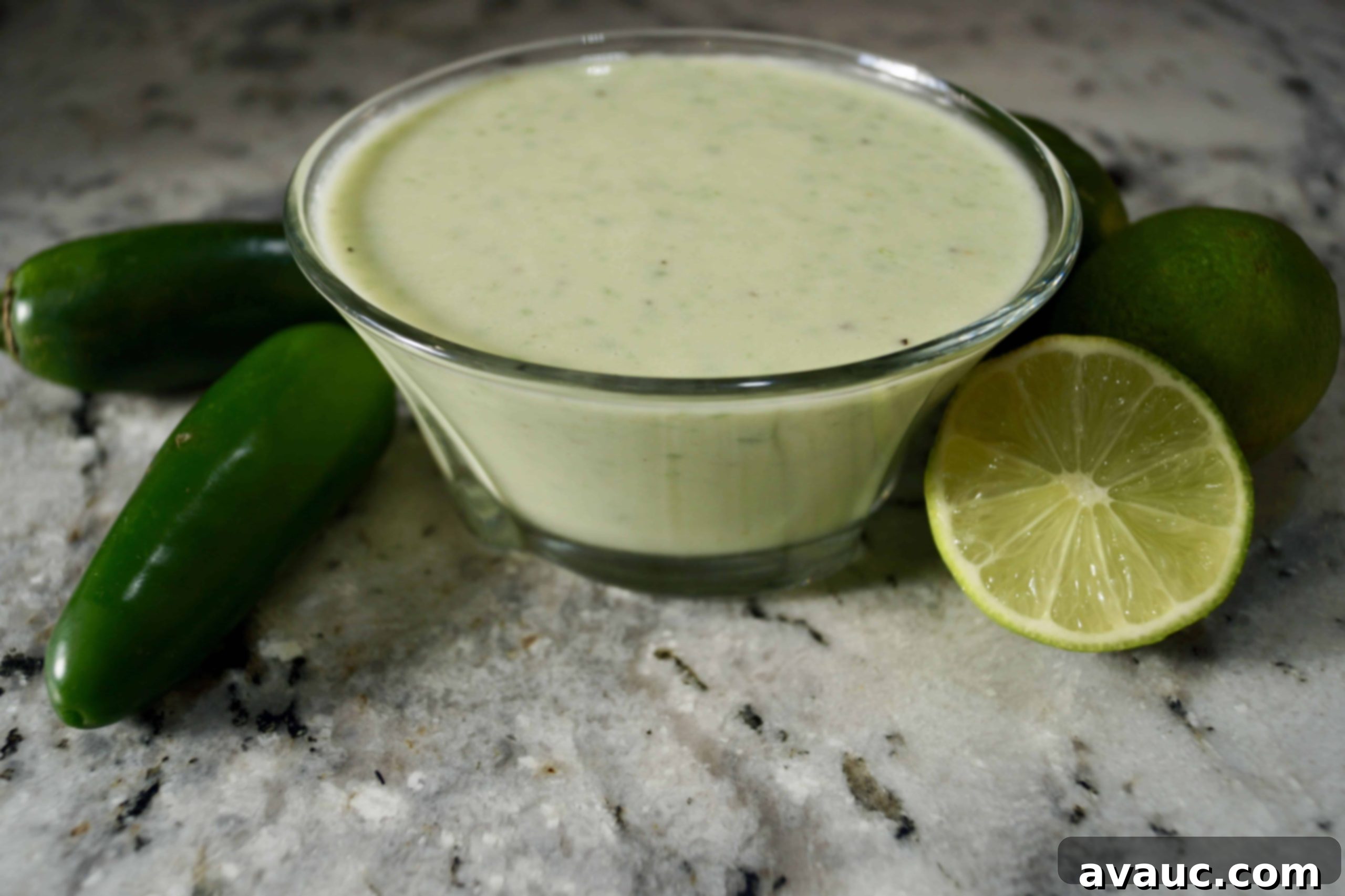 Delicious and healthy Coconut Lime Jalapeño Dressing for salads and dips, Whole30 compliant