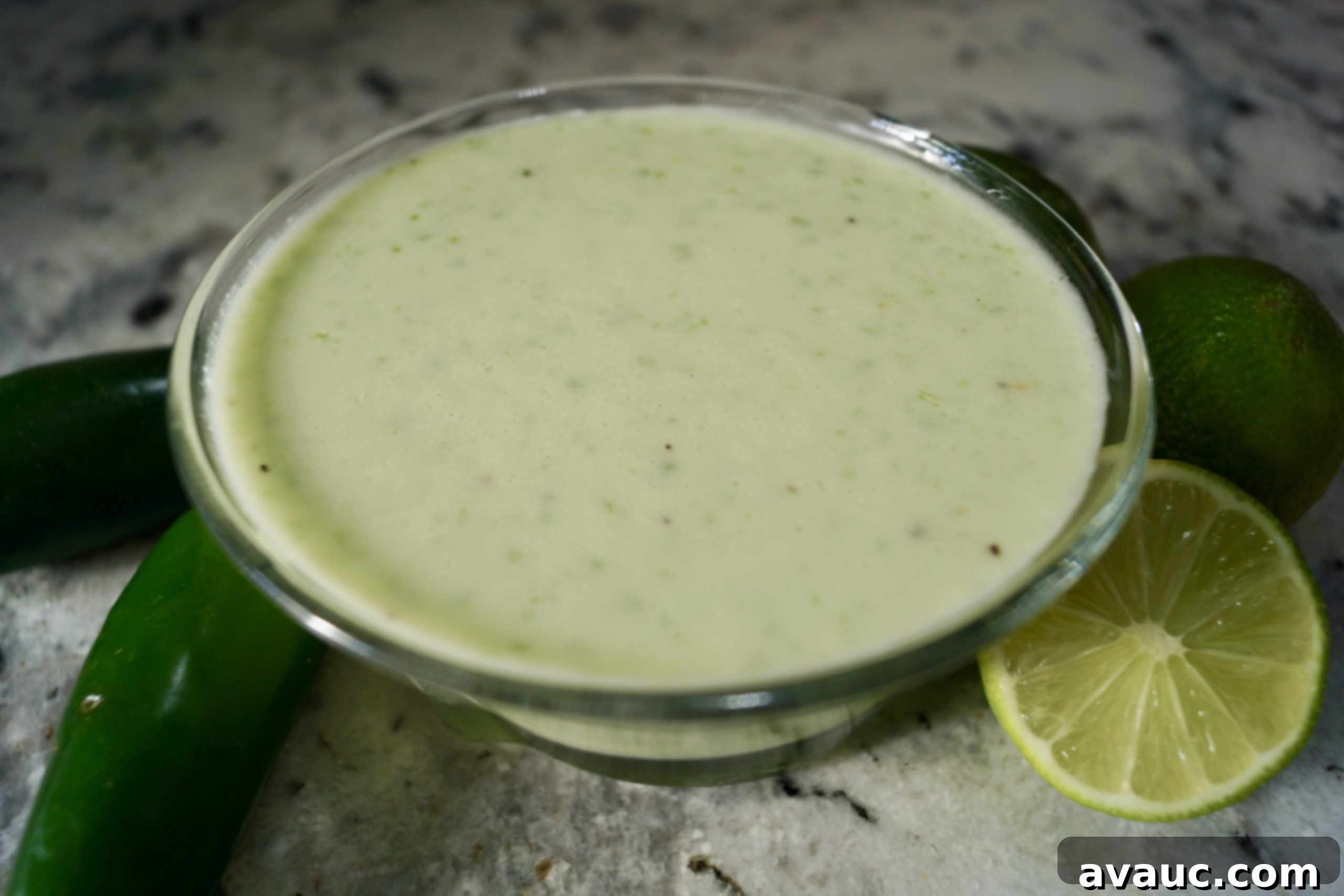 Finished Coconut Lime Jalapeño Dressing in a bowl