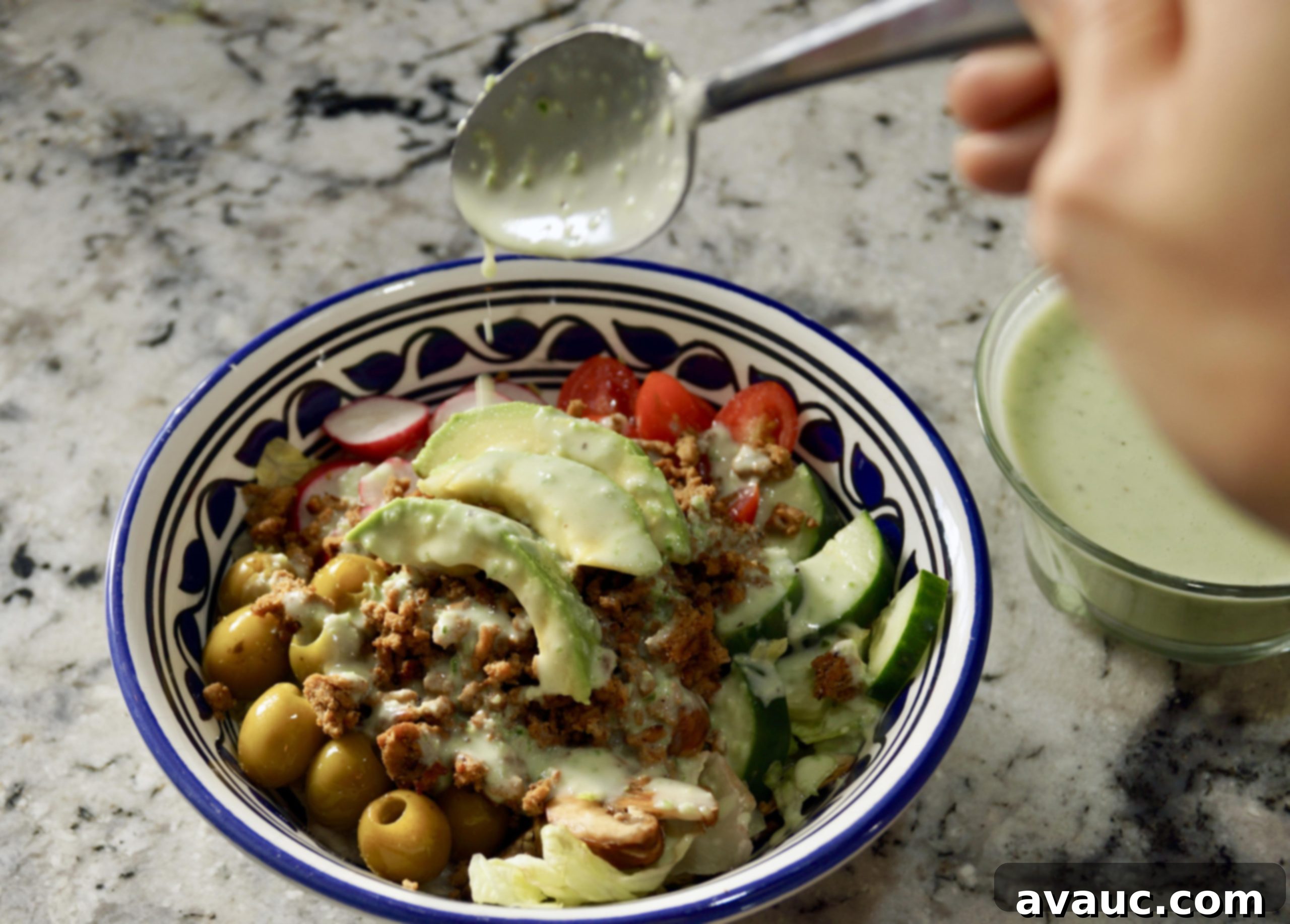 Ground Turkey Taco Salad with Coconut Lime Jalapeño Dressing