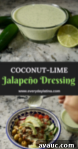 Pin this recipe for Coconut Lime Jalapeño Dressing for later