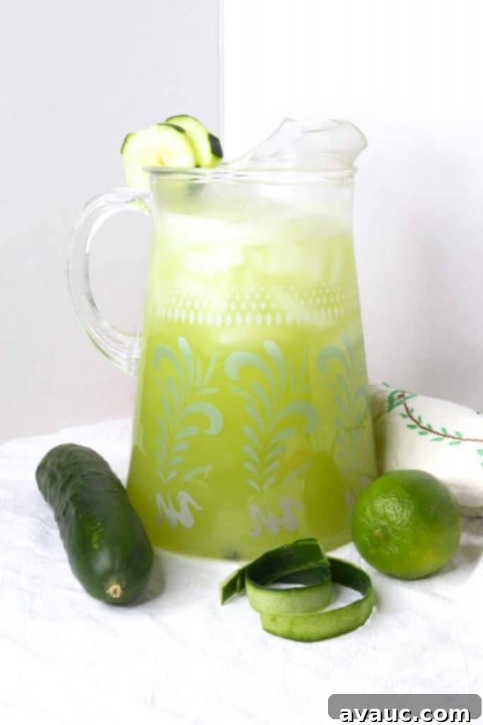 Pitcher of cucumber lime agua fresca