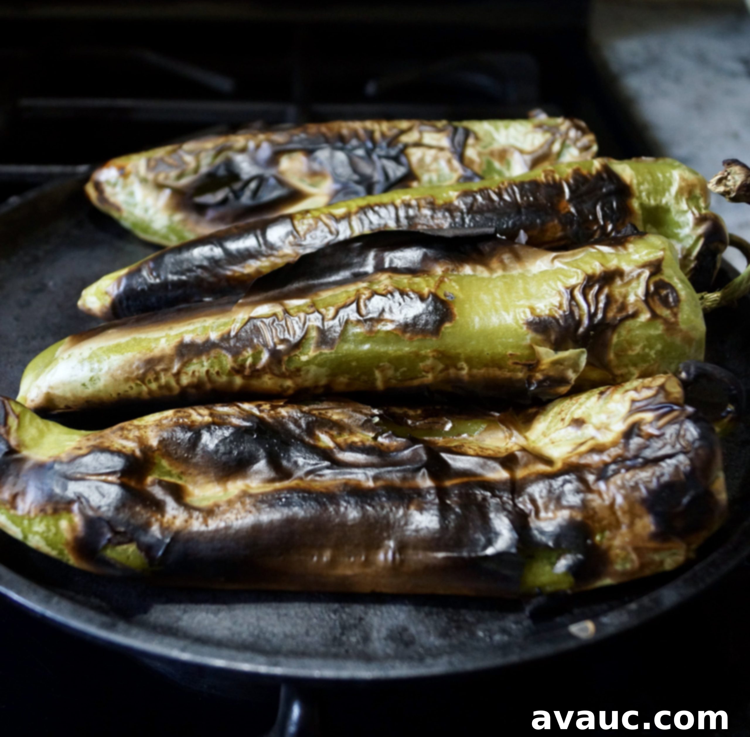 Chiles on comal #roastedgreenchiles