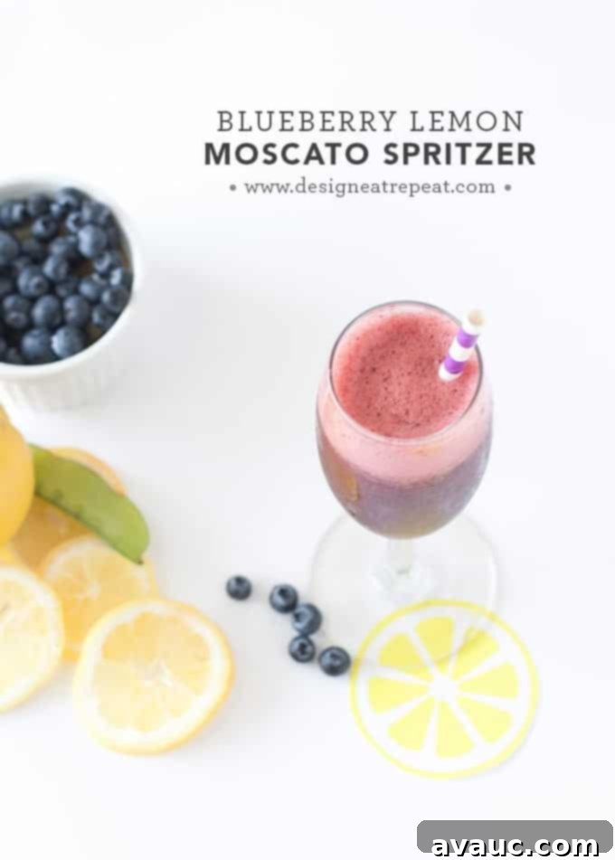 Delicious and easy Blueberry Lemon Moscato Spritzers – the ultimate summer refreshment. Perfect for parties!