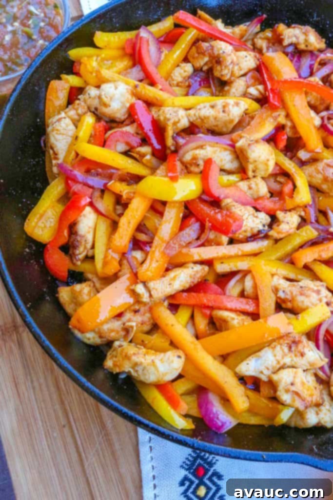 Sizzling Skillet Chicken Fajitas 7 Chicken fajitas in cast iron skillet