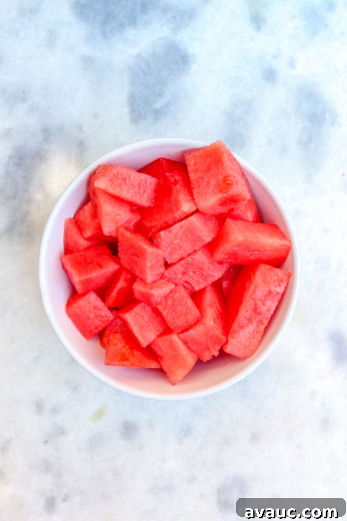 Freshly chopped watermelon cubes ready for blending