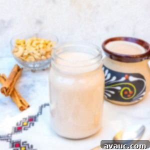 Velvet Mexican Cinnamon Cashew Cream 9 Jar with homemade cashew coffee creamer with Mexican cinnamon