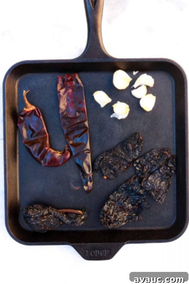 A Gluten-Free Take on Mole Poblano 4 Toasting chiles and garlic on comal