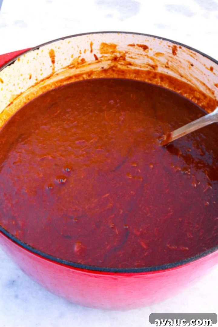 A Gluten-Free Take on Mole Poblano 7 Mole poblano sauce in Dutch oven