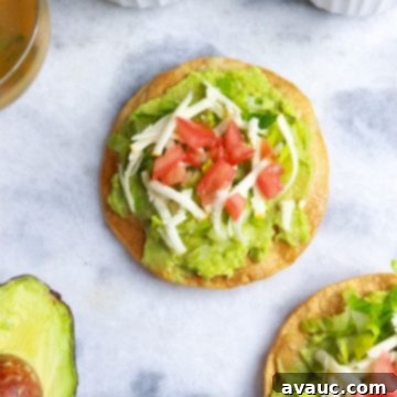 Delicious Avocado Tostadas 8 Avocado tostadas with tomato, lettuce a container of salsa and half of an avocado