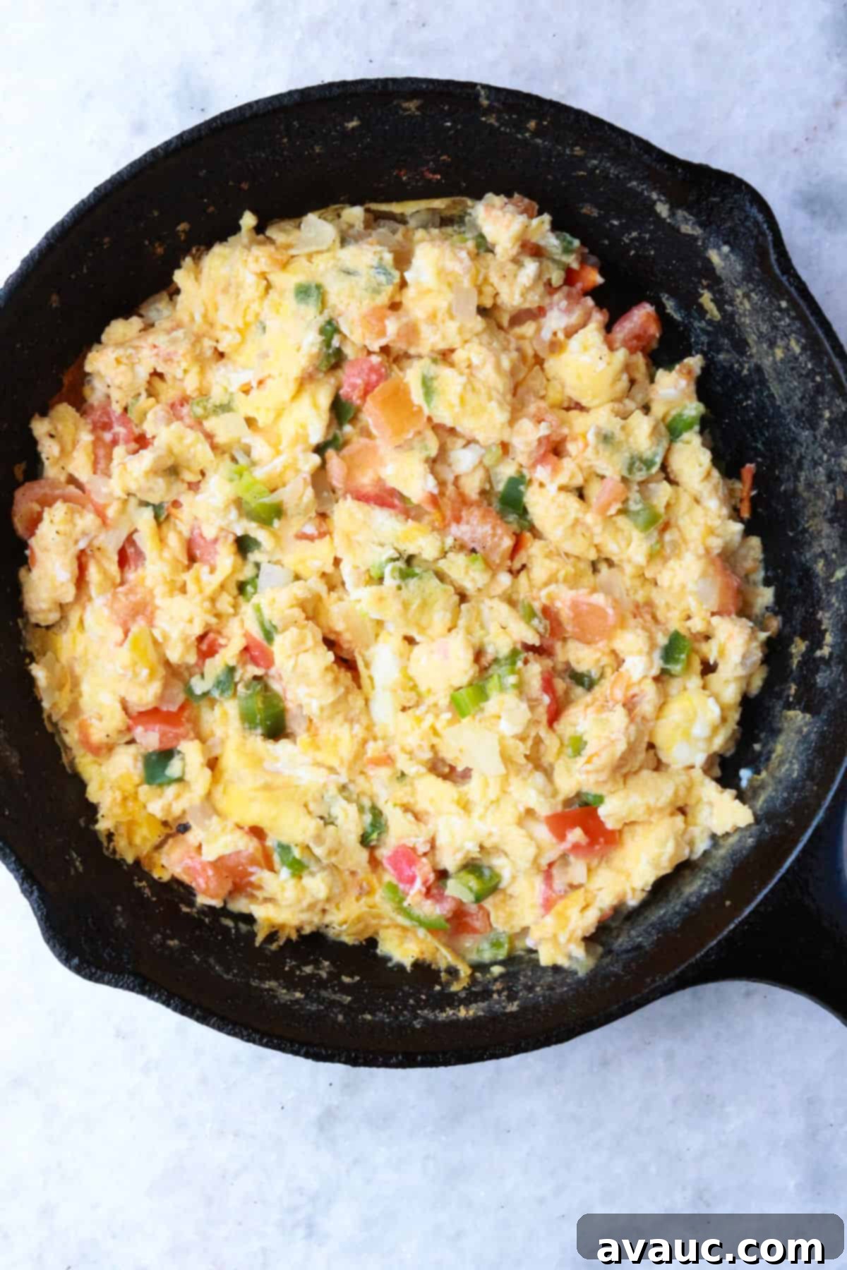 Mexican Scrambled Eggs 8 Mexican egg scramble in a cast iron skillet