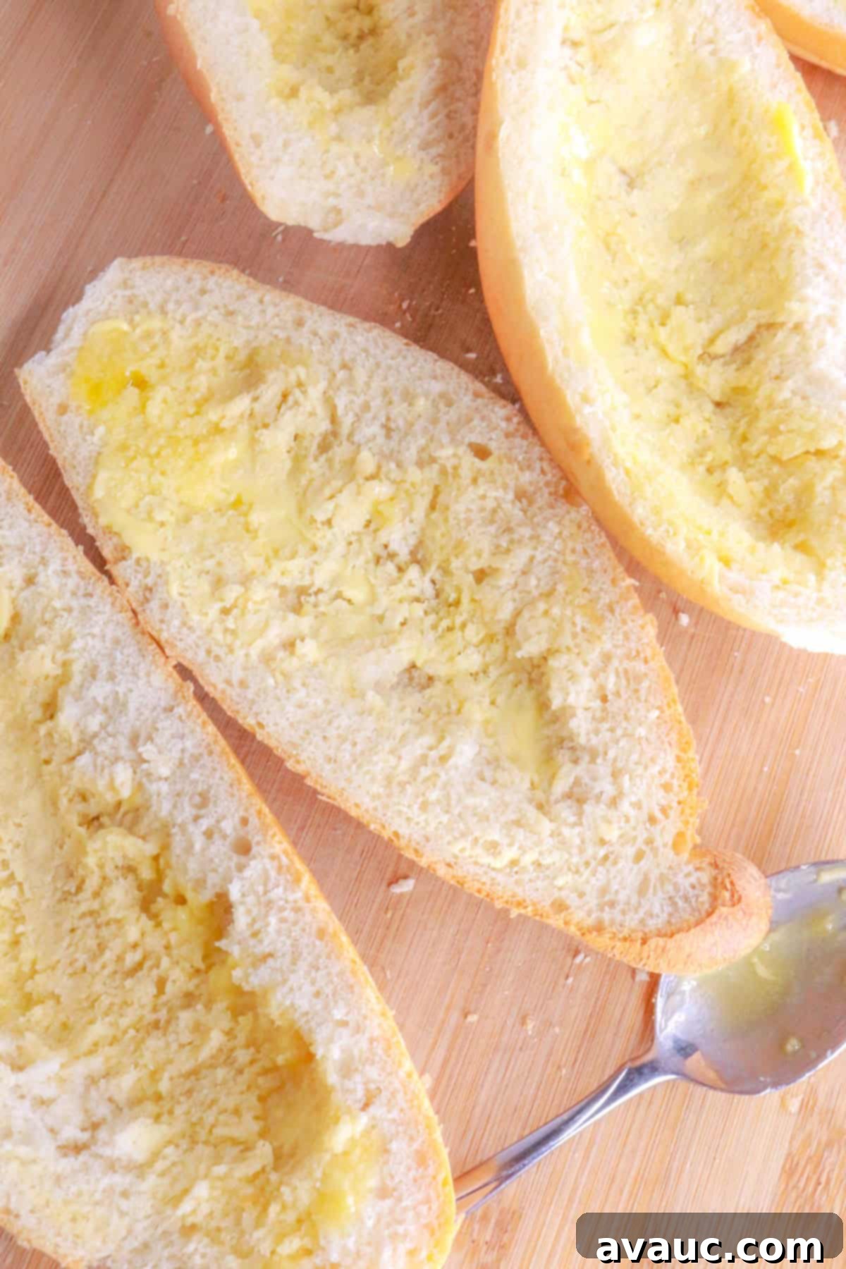 Homemade Mexican Molletes 7 Halved bolillos with butter spread on the inside