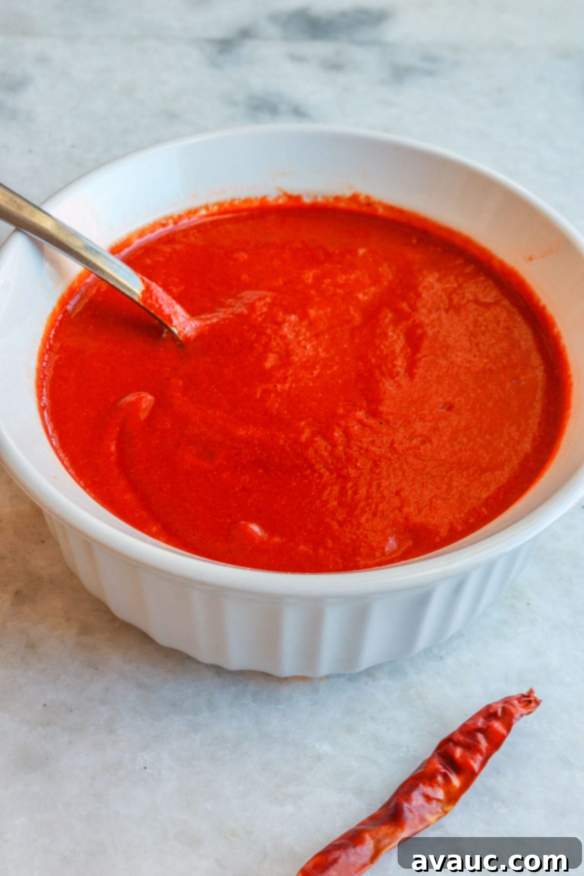 Strained chile de arbol salsa